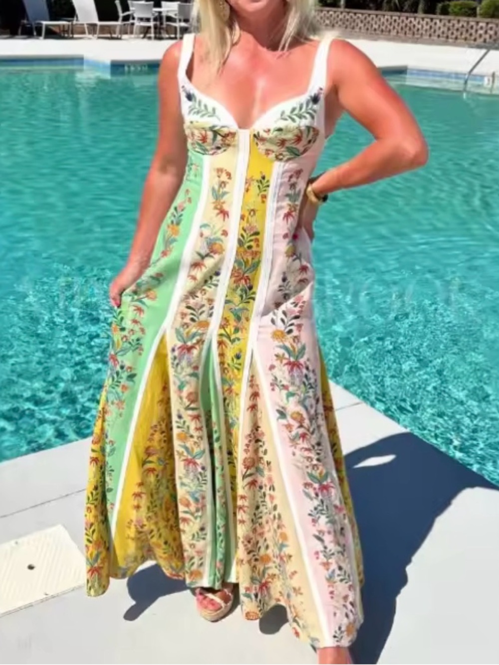 FARM Rio Mint & Yellow Floral Panel Maxi Dress - Picture 9 of 15